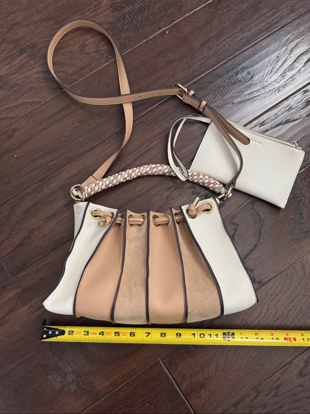 Dolce Vita Cream and Tan Braided-Handle Crossbody Bag - Picture 4 of 8